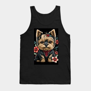 Super Cute Yorkshire Terrier Puppy Portrait Tank Top